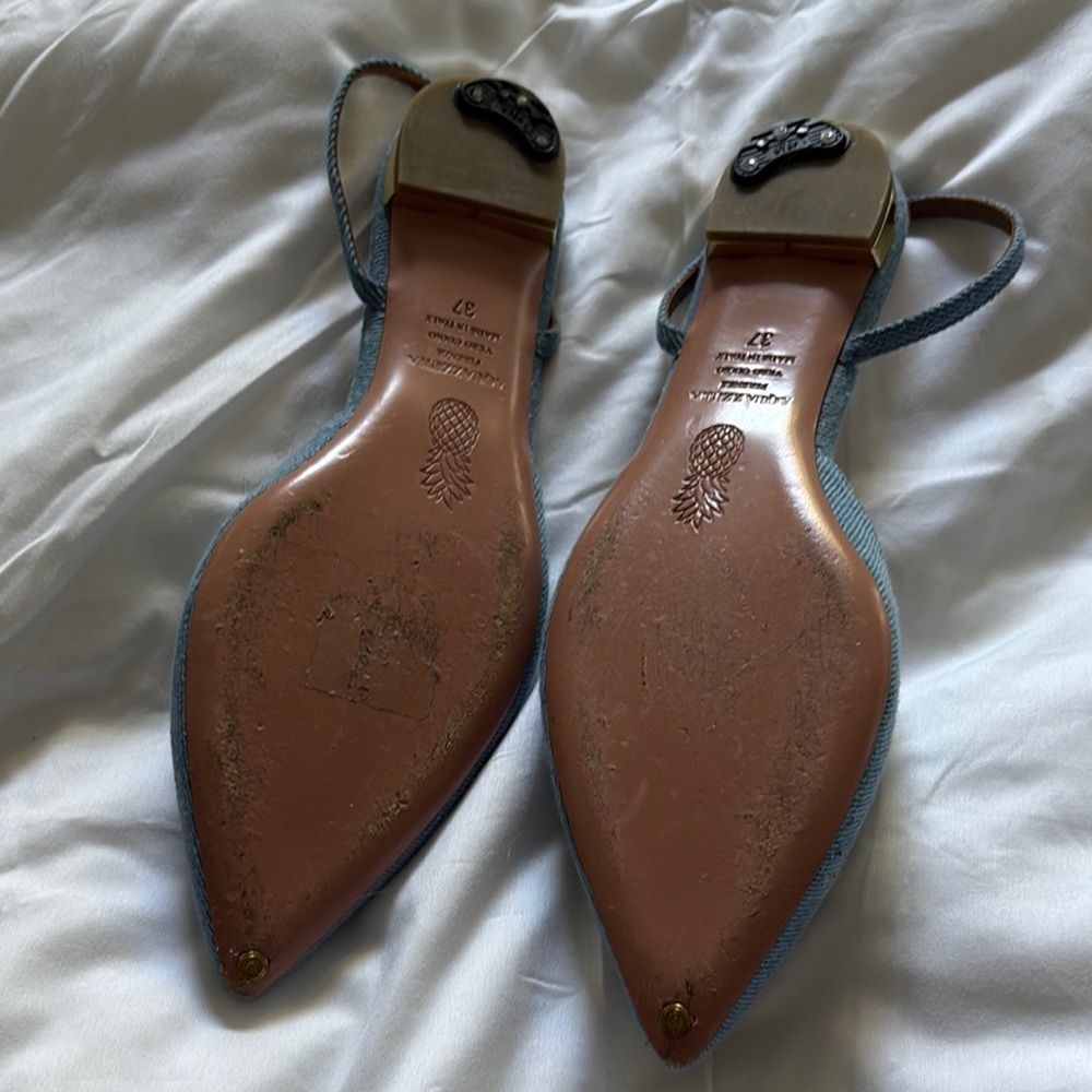 Aquazzura Denim Blue Star Embellished Flats size 7 - Picture 8 of 8